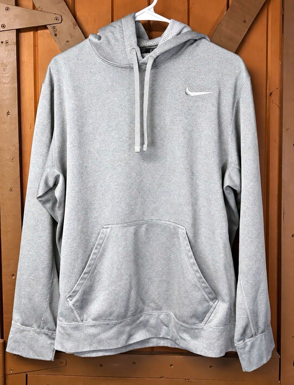 Nike Therma-FIT Fleece Hoodie Men’s Large Gray Pullover Kangaroo Pocket Logo